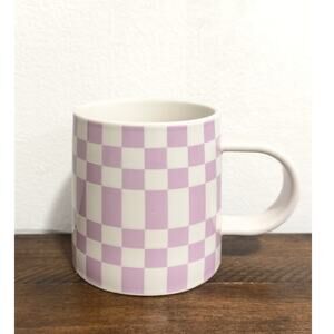 NWT: Room Essentials - Purple Checkerboard Stoneware Coffee Mug (16 oz)
